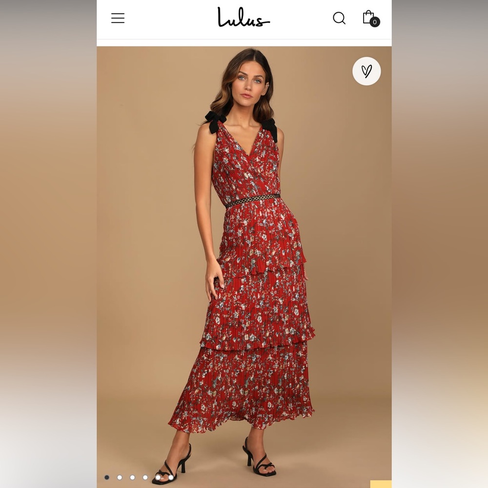 Such Sophistication Rust Red Floral Print Pleated Maxi Dress, medium size